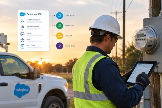 Field service and customer operations in one system with Salesforce for energy and utilities